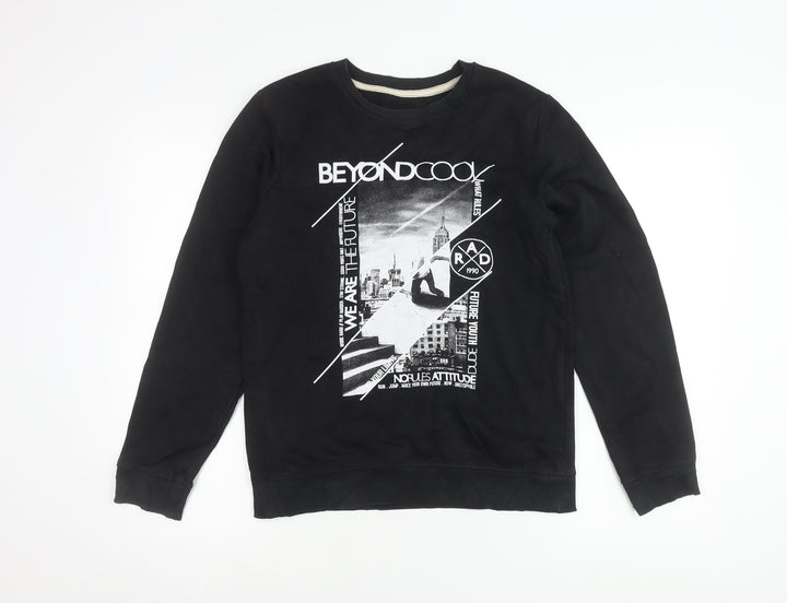 George Boys Black Graphic Pullover Sweatshirt 13-14 Years Crew Neck