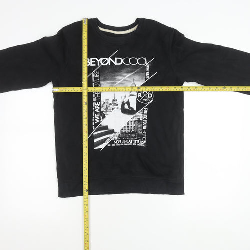 George Boys Black Graphic Pullover Sweatshirt 13-14 Years Crew Neck