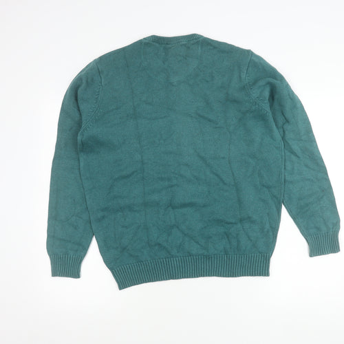 Maine New England Mens Green Cotton V-Neck Jumper Size M