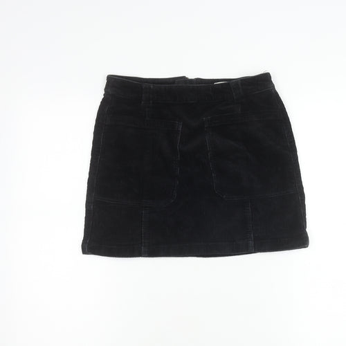 Marks and Spencer Women’s Black Corduroy Skirt Size 8 Short Zip