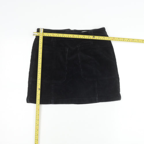 Marks and Spencer Women’s Black Corduroy Skirt Size 8 Short Zip