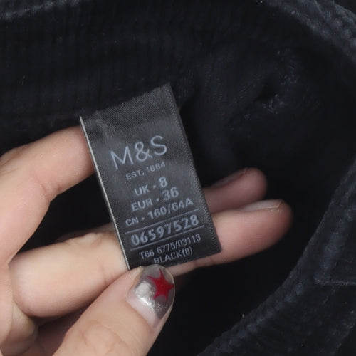 Marks and Spencer Women’s Black Corduroy Skirt Size 8 Short Zip
