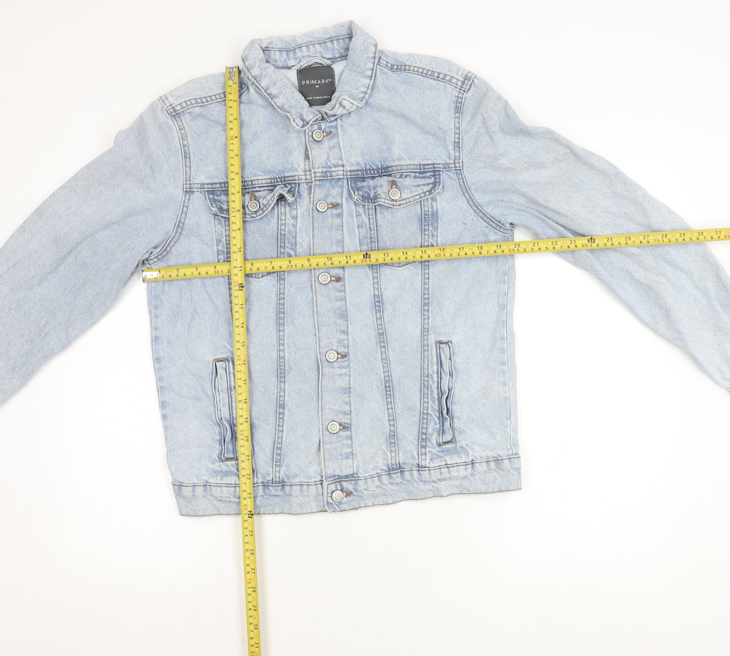 Primark Womens Blue Denim Jacket M Casual Buttoned Classic