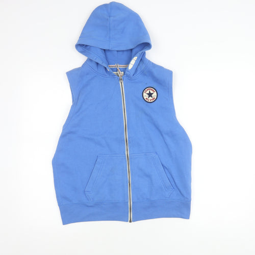 Converse Boys Blue Hooded Sleeveless Zip Up Waistcoat Jacket 12-13 Years