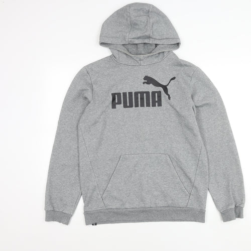 Puma Boys Grey Pullover Hoodie Size 16Y Regular Fit Logo Sportswear