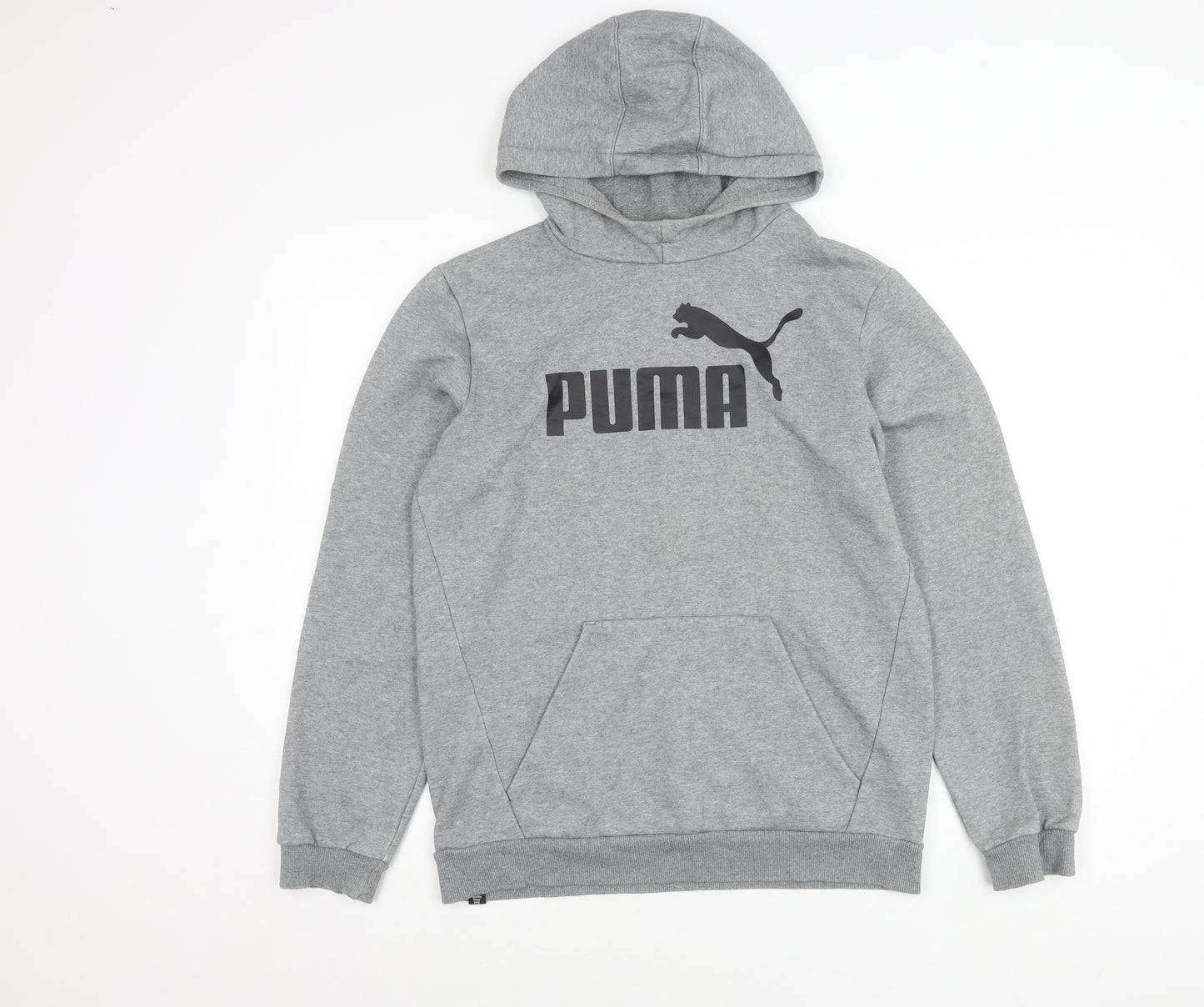 Puma Boys Grey Pullover Hoodie Size 16Y Regular Fit Logo Sportswear