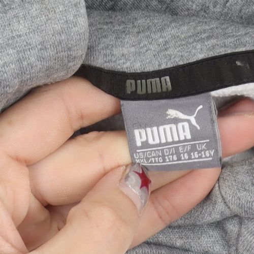 Puma Boys Grey Pullover Hoodie Size 16Y Regular Fit Logo Sportswear