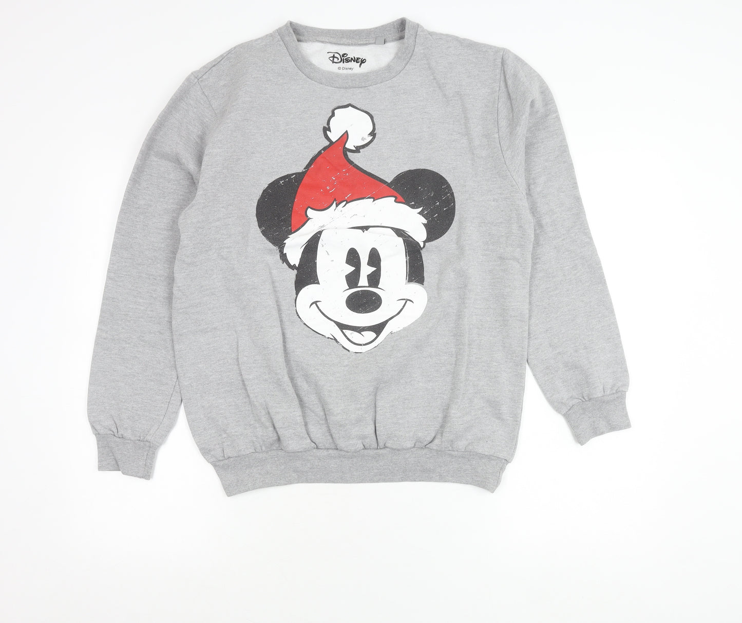 Disney Womens Grey Mickey Mouse Christmas Sweatshirt Size 12 L