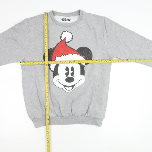 Disney Womens Grey Mickey Mouse Christmas Sweatshirt Size 12 L