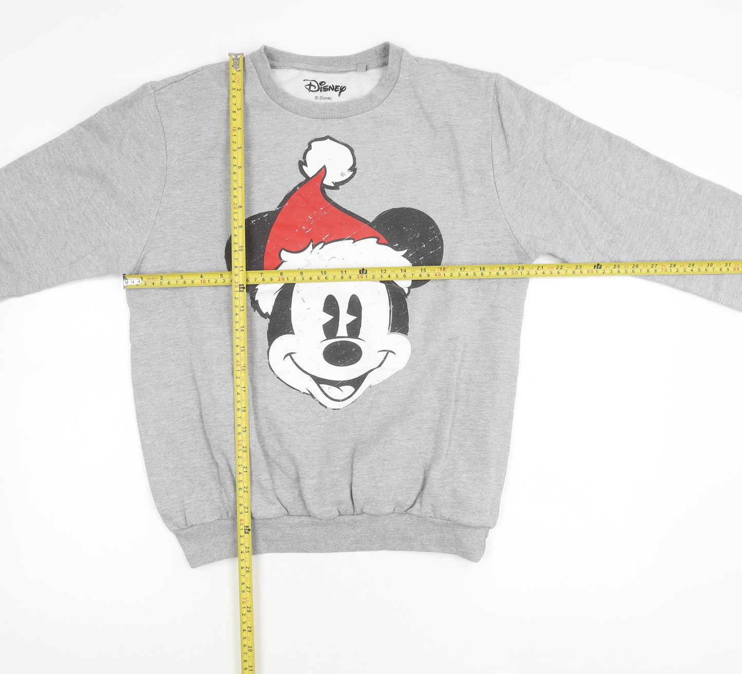 Disney Womens Grey Mickey Mouse Christmas Sweatshirt Size 12 L