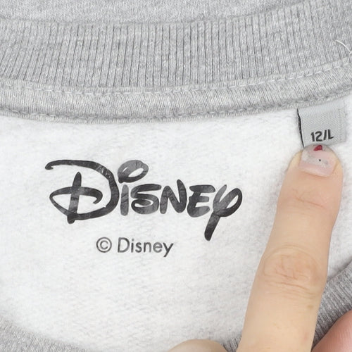 Disney Womens Grey Mickey Mouse Christmas Sweatshirt Size 12 L