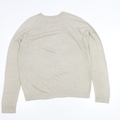BHS Men's Beige Acrylic Crew Neck Pullover Jumper Size M