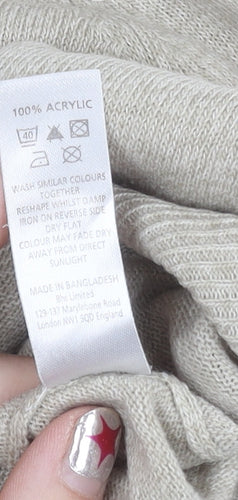 BHS Men's Beige Acrylic Crew Neck Pullover Jumper Size M