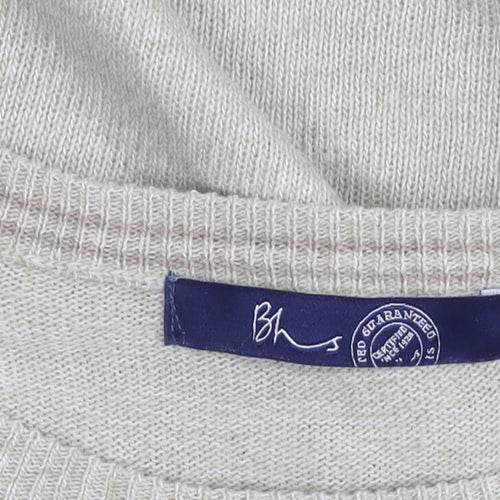 BHS Men's Beige Acrylic Crew Neck Pullover Jumper Size M