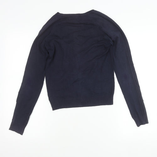 Zara Women’s Blue V-Neck Knit Pullover Jumper Size S