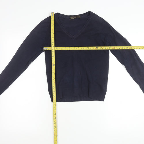 Zara Women’s Blue V-Neck Knit Pullover Jumper Size S
