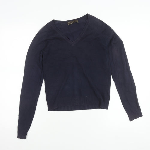 Zara Women’s Blue V-Neck Knit Pullover Jumper Size S