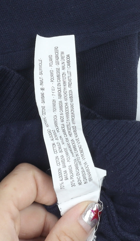 Zara Women’s Blue V-Neck Knit Pullover Jumper Size S