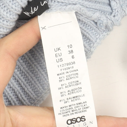 ASOS Women Blue Size 10 Shrug Jumper Roll Neck Long Sleeve Knit