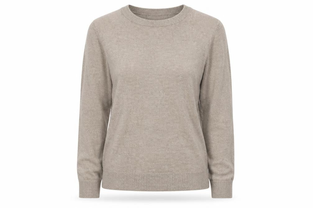 Front view of Paraphrase women’s beige angora blend crew neck jumper m