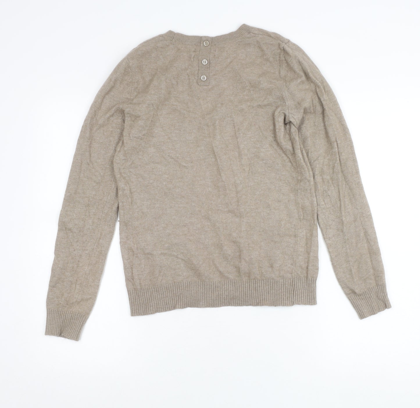 Paraphrase Womens Beige Angora Blend Crew Neck Jumper M