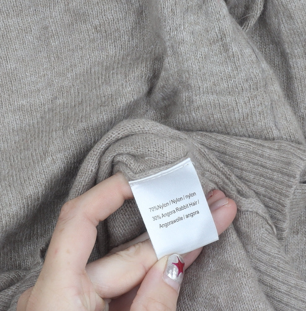 Paraphrase Womens Beige Angora Blend Crew Neck Jumper M