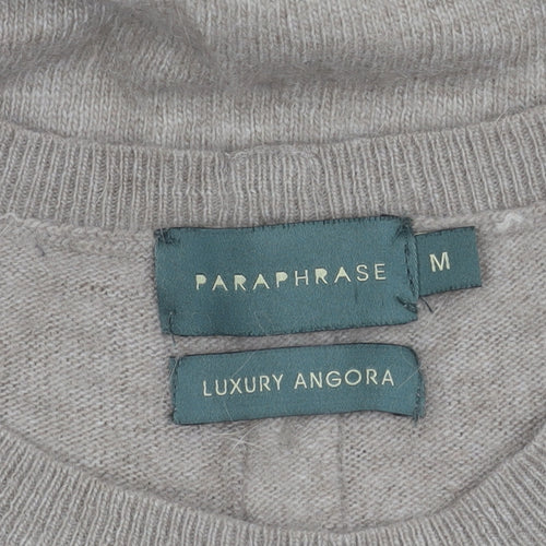 Paraphrase Womens Beige Angora Blend Crew Neck Jumper M