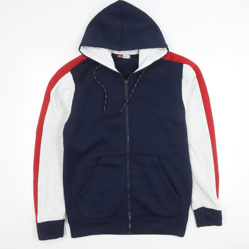 Rock & Rock Men’s L Blue Red Zip Hoodie Jacket Cotton Blend