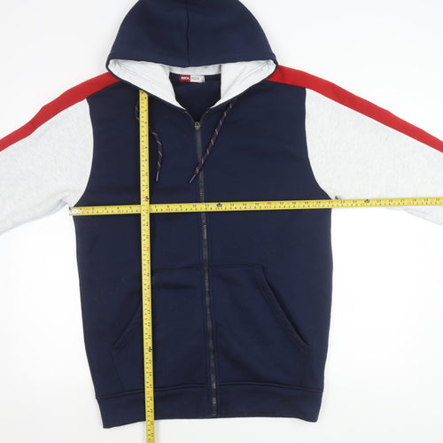 Rock & Rock Men’s L Blue Red Zip Hoodie Jacket Cotton Blend