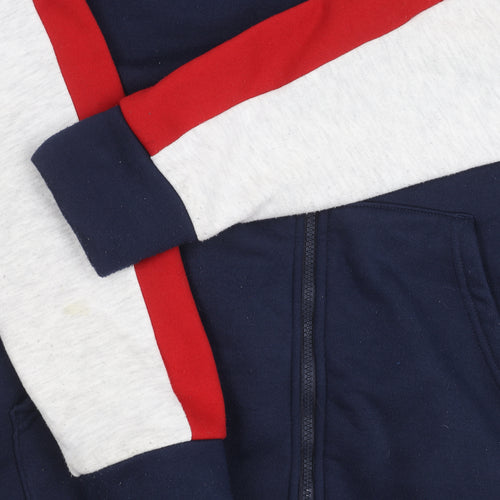 Rock & Rock Men’s L Blue Red Zip Hoodie Jacket Cotton Blend