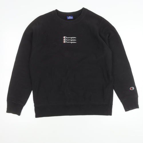 Champion Men's Black Small Pullover Sweatshirt Crew Neck Logo