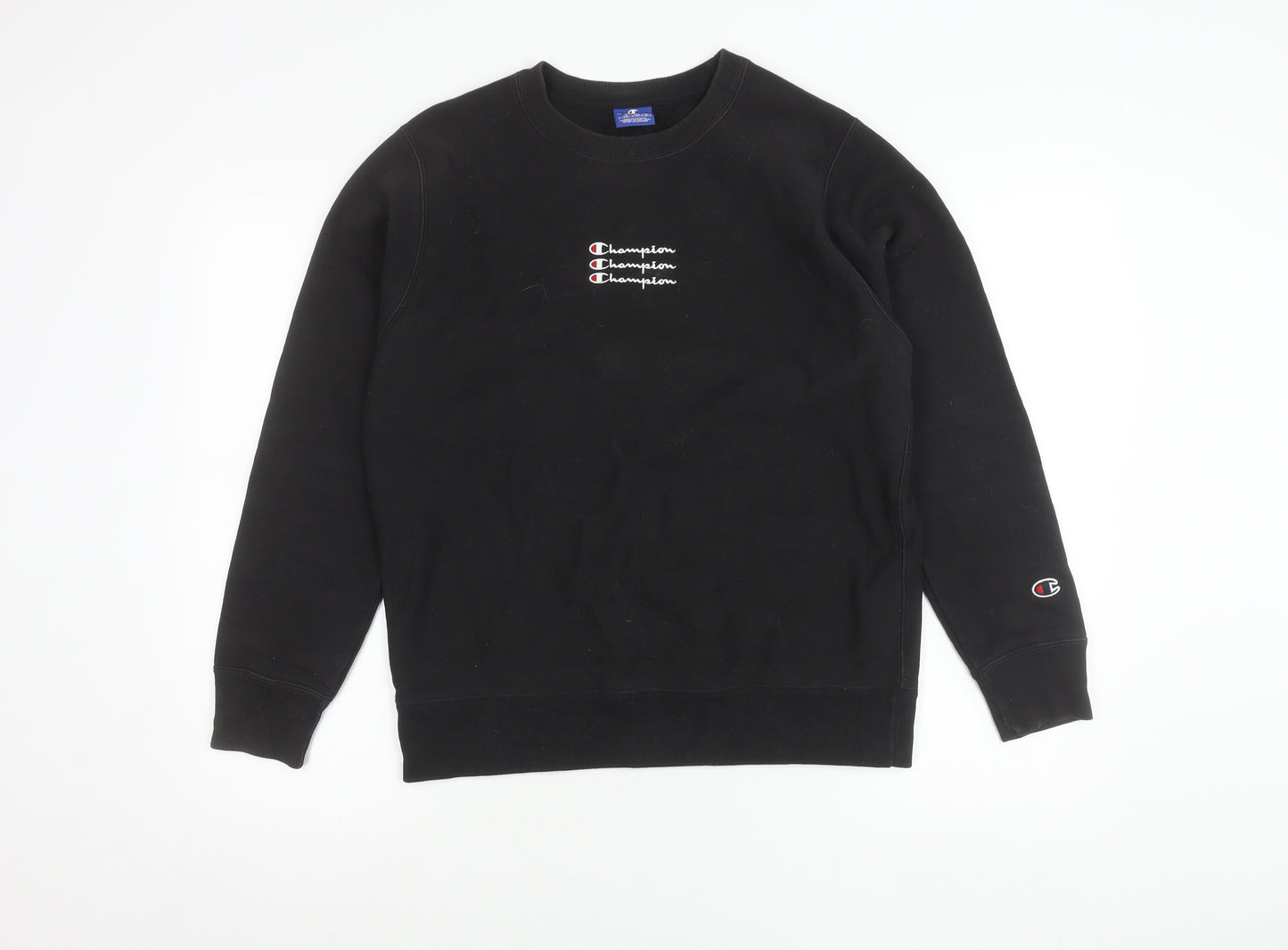 Champion Men's Black Small Pullover Sweatshirt Crew Neck Logo