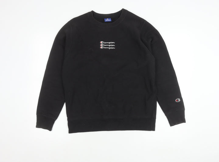 Champion Men's Black Small Pullover Sweatshirt Crew Neck Logo