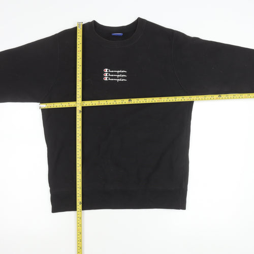 Champion Men's Black Small Pullover Sweatshirt Crew Neck Logo