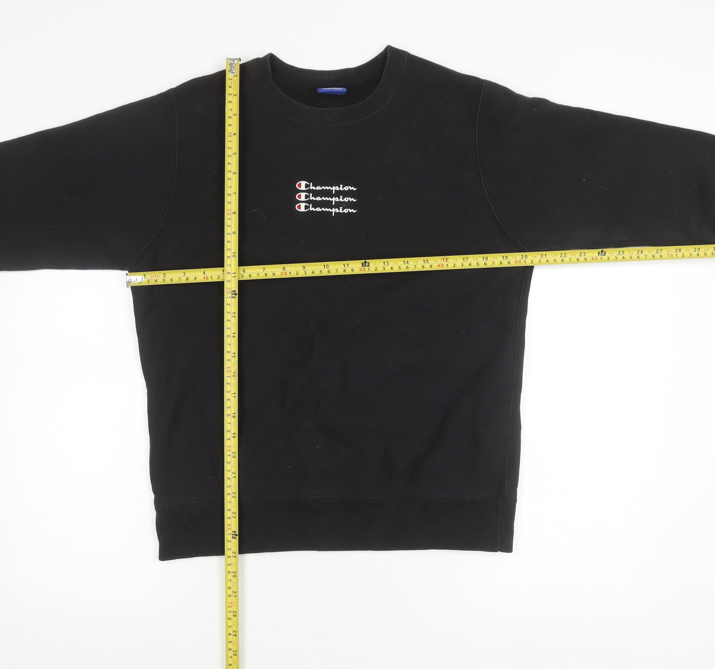 Champion Men's Black Small Pullover Sweatshirt Crew Neck Logo