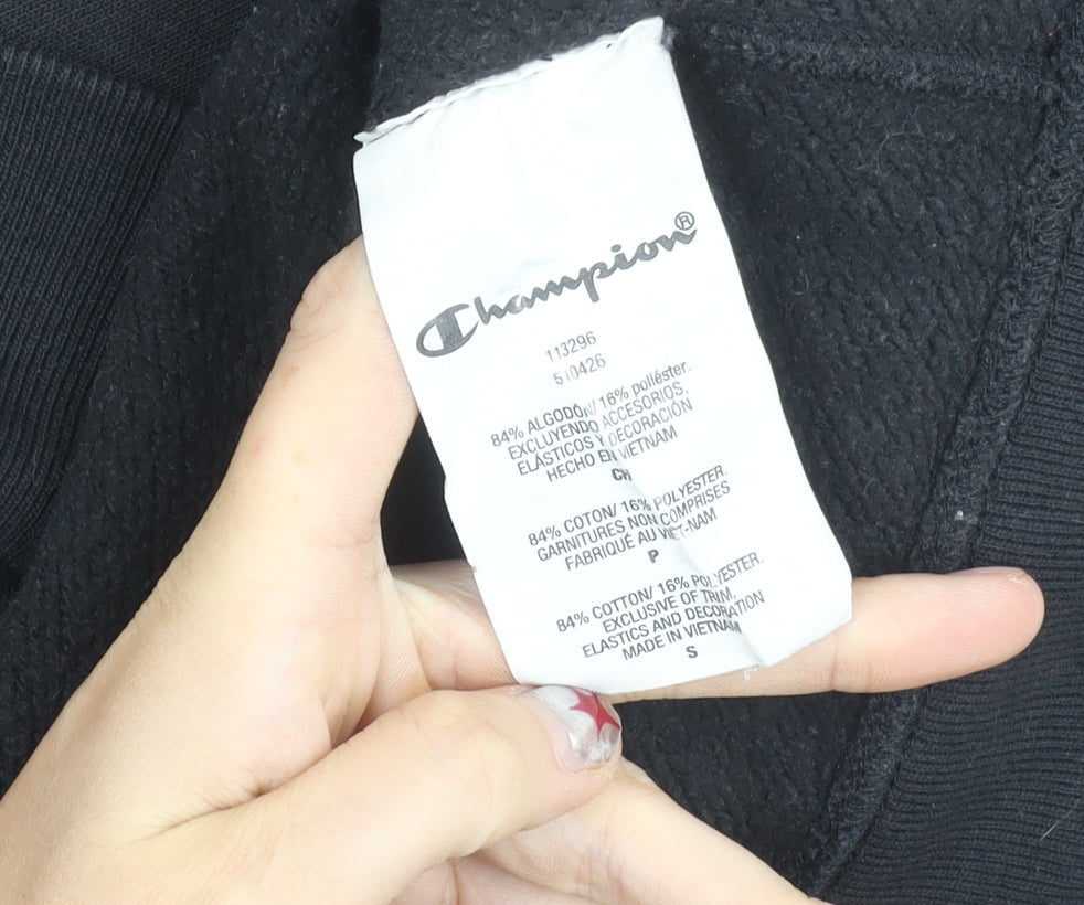 Champion Men's Black Small Pullover Sweatshirt Crew Neck Logo