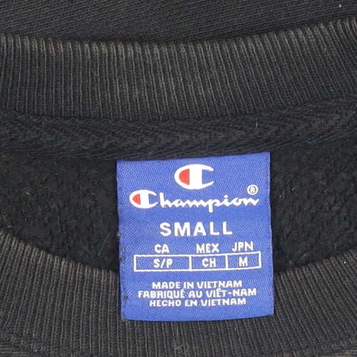 Champion Men's Black Small Pullover Sweatshirt Crew Neck Logo