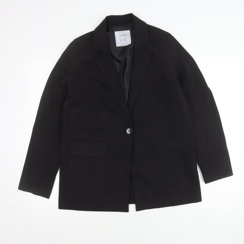 Pull&Bear Women Black Regular Fit Blazer S Single-Breasted Jacket