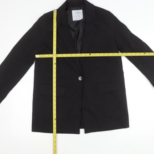 Pull&Bear Women Black Regular Fit Blazer S Single-Breasted Jacket