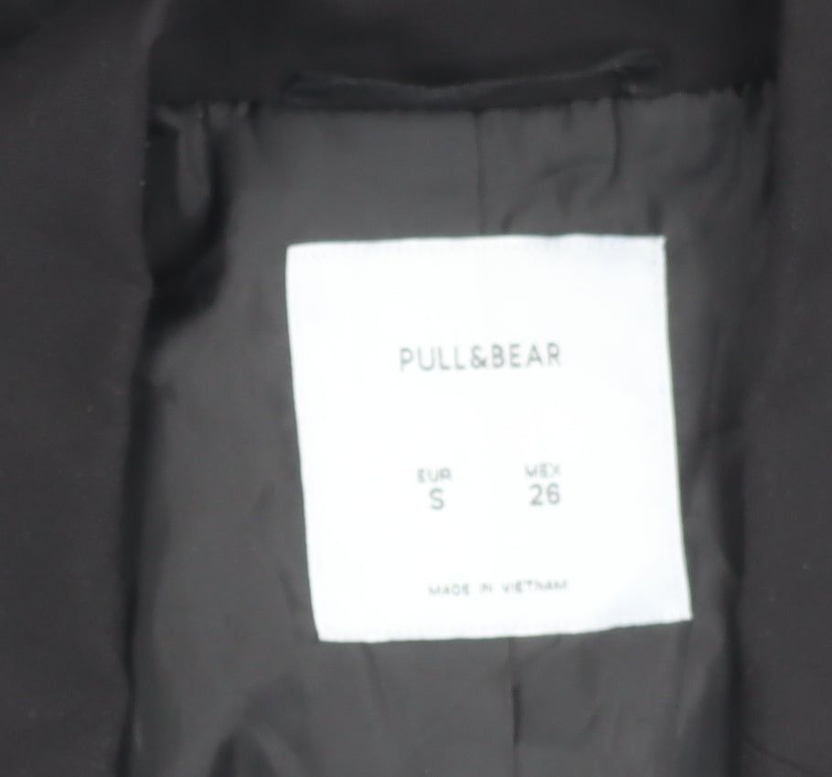 Pull&Bear Women Black Regular Fit Blazer S Single-Breasted Jacket