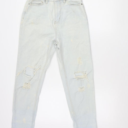 Boohoo Women’s Blue Mom Jeans UK 8 Distressed Light Wash