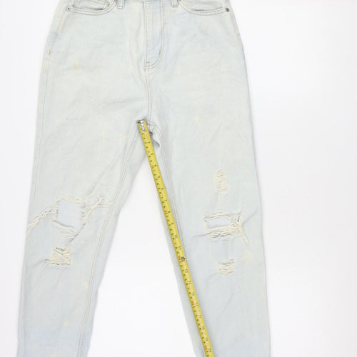 Boohoo Women’s Blue Mom Jeans UK 8 Distressed Light Wash