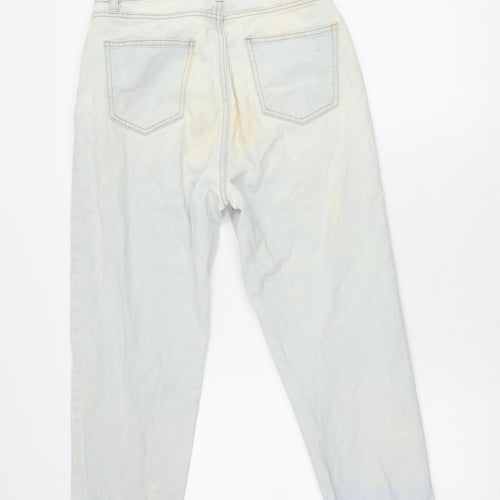 Boohoo Women’s Blue Mom Jeans UK 8 Distressed Light Wash