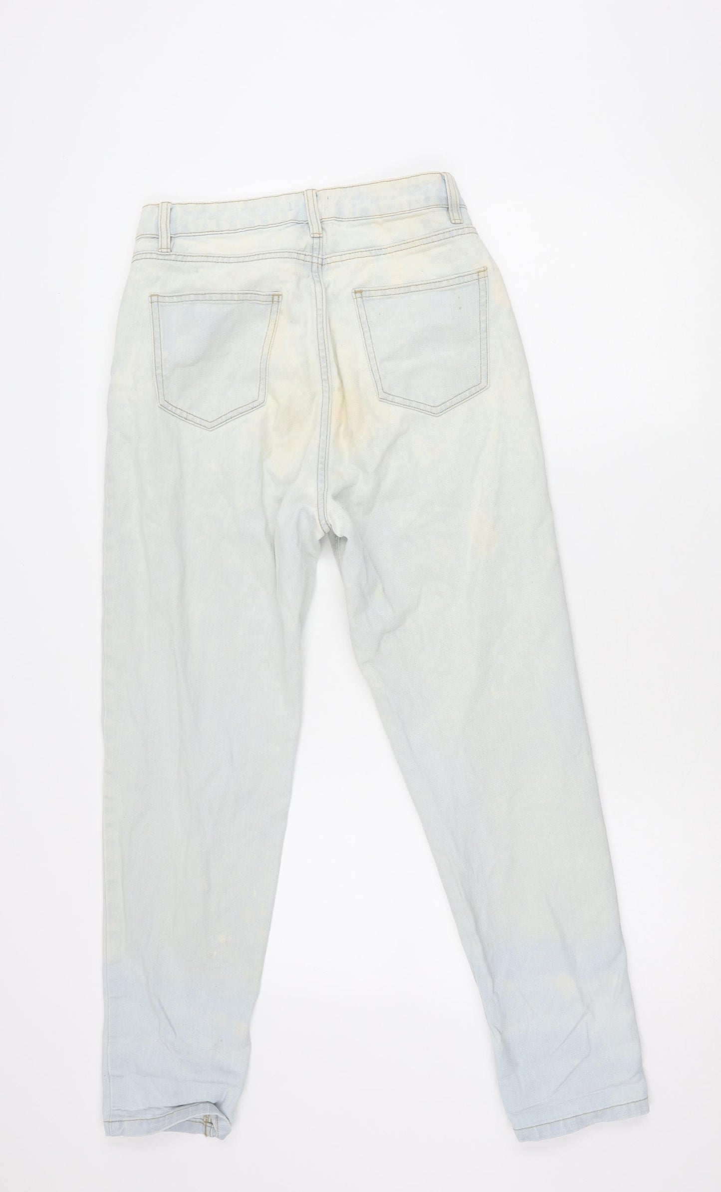 Boohoo Women’s Blue Mom Jeans UK 8 Distressed Light Wash