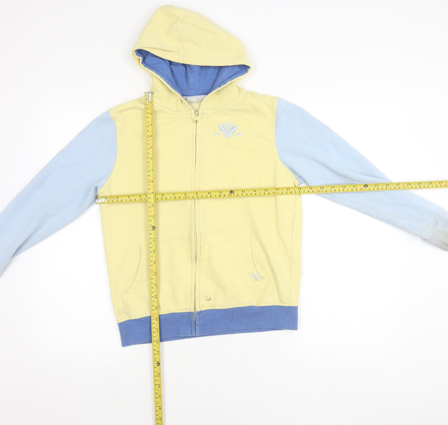 Saltrock Girls Yellow Blue Hooded Full Zip Jacket 13 Years