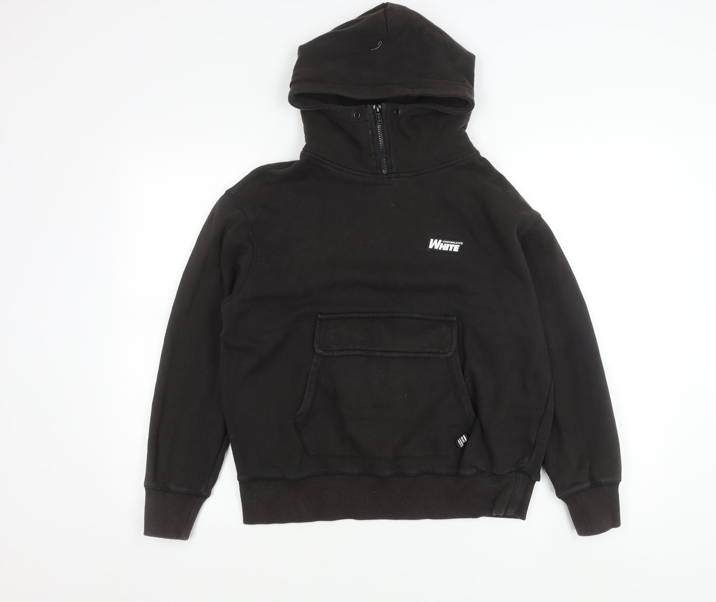 Chocolate Mens Black Small Pullover Hoodie Graphic Print 1/2 Zip