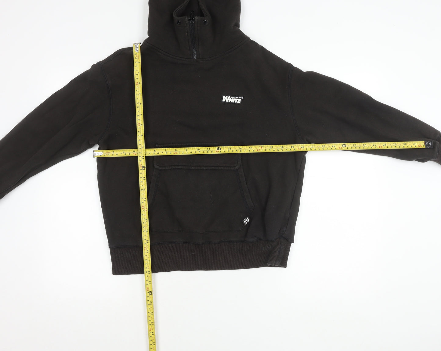 Chocolate Mens Black Small Pullover Hoodie Graphic Print 1/2 Zip