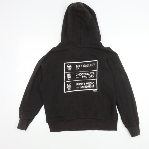 Chocolate Mens Black Small Pullover Hoodie Graphic Print 1/2 Zip