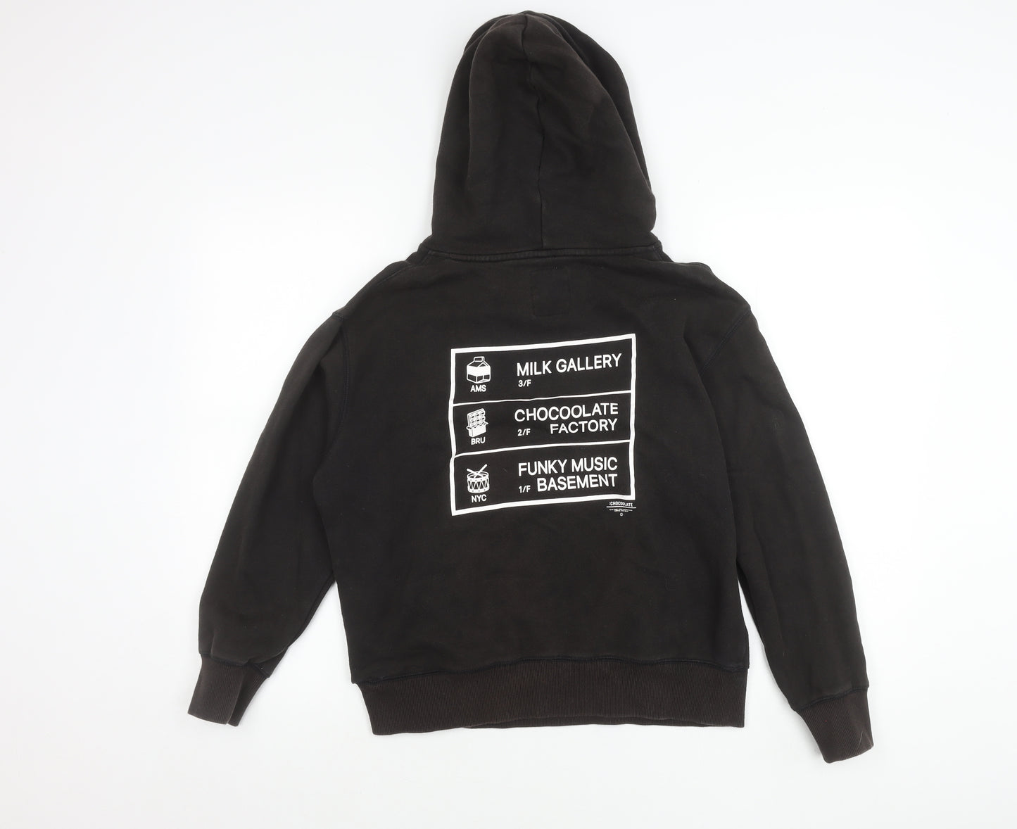 Chocolate Mens Black Small Pullover Hoodie Graphic Print 1/2 Zip