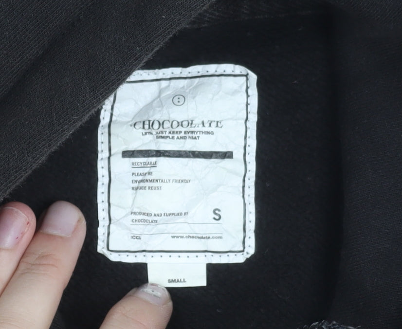 Chocolate Mens Black Small Pullover Hoodie Graphic Print 1/2 Zip